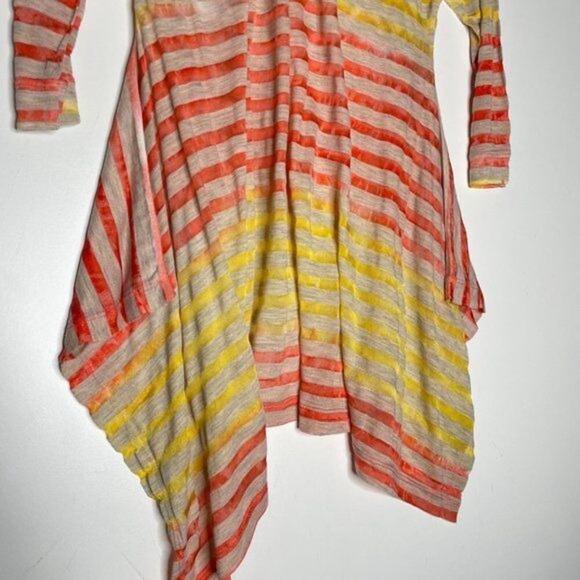 Sundance Womens Top Size S Yellow Striped Long Sleeve Asymmetrical Hem Blouse - Picture 9 of 10